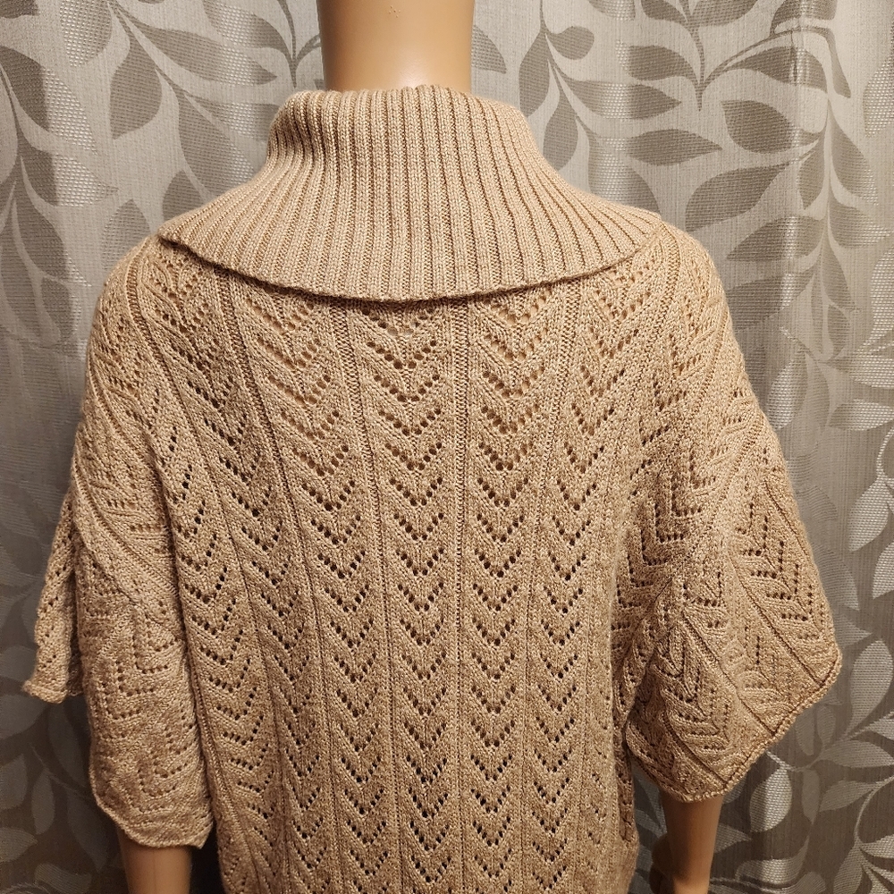 Tan Pullover Turtleneck Half Sleeve Sweater Size 14 - Picture 7 of 14